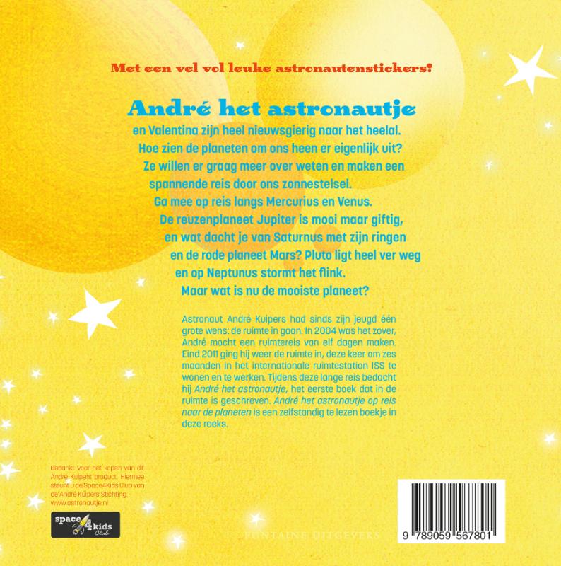 Andre het astronautje op reis naar de planeten achterkant