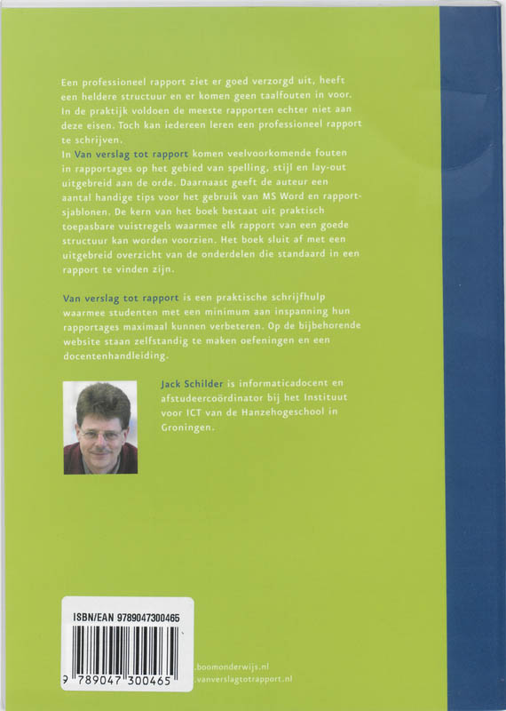 Van verslag tot rapport achterkant