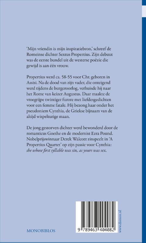 Propertius, Cynthia / Monobiblos achterkant