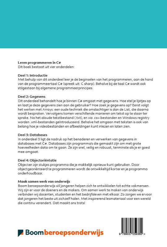 Leren programmeren in C# versie 2 achterkant