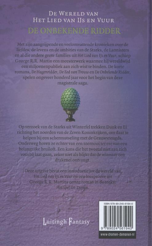 De onbekende ridder / De wereld van het lied van ijs en vuur achterkant