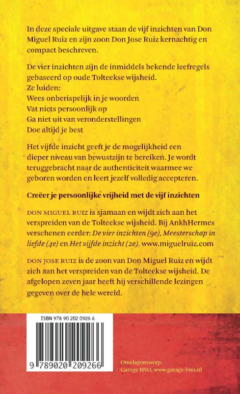 De vijf inzichten / Wijsheid van de Tolteken achterkant