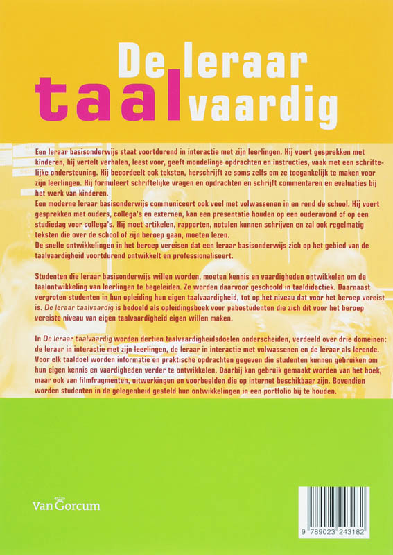 De leraar taalvaardig achterkant