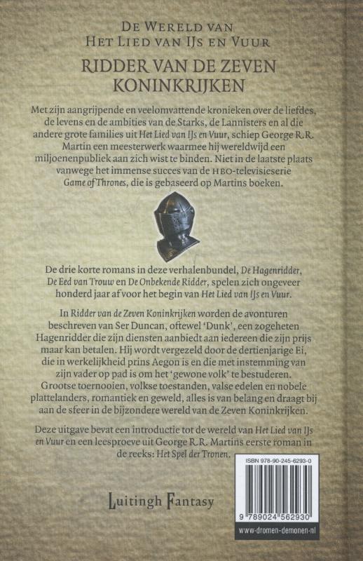 De wereld van het lied van ijs en vuur / Ridder van de zeven koninkrijken / De wereld van het lied van ijs en vuur achterkant