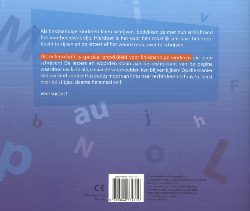 Mijn oefenschrift schrijven Kleine letters en cijfers van 0 tot 9 achterkant