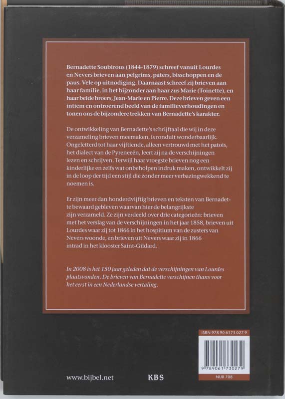Brieven van Bernadette achterkant