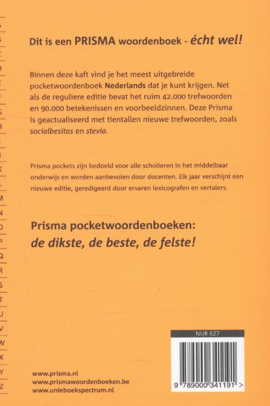 Prisma pocketwoordenboek Nederlands achterkant