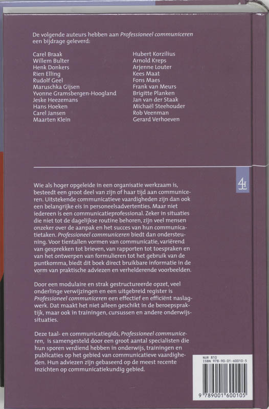 Professioneel communiceren achterkant