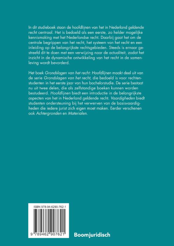 Grondslagen van het recht: Hoofdlijnen / Boom Juridische studieboeken achterkant