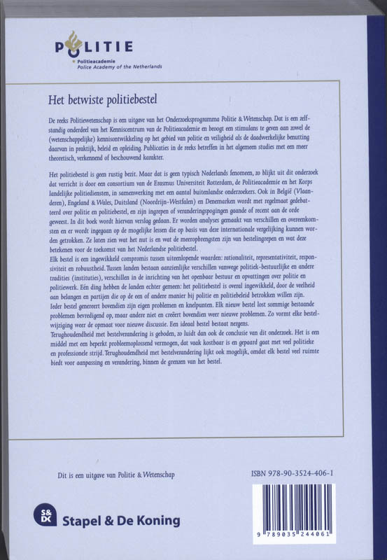 Politiewetenschap 49 -   Het betwiste politiebestel achterkant