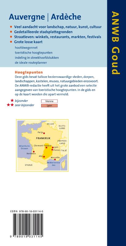 Auvergne, Ardèche / ANWB goud achterkant