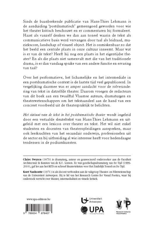 Het Statuut van de tekst in het postdramatische theater achterkant