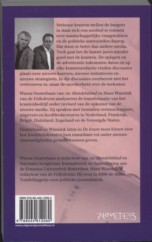 De krant moet kiezen achterkant