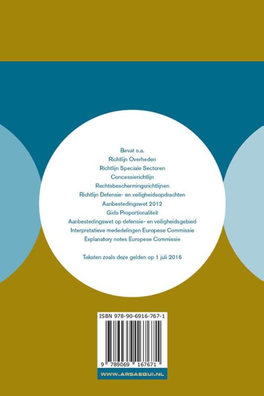 Ars Aequi Wetseditie - Aanbestedingsrecht 2016/2018 achterkant
