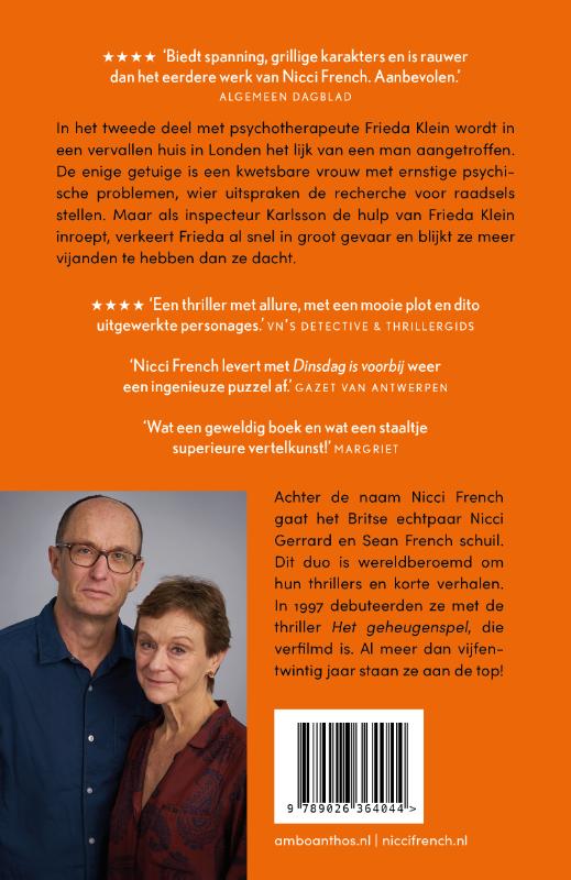 Dinsdag is voorbij / Frieda Klein / 2 achterkant