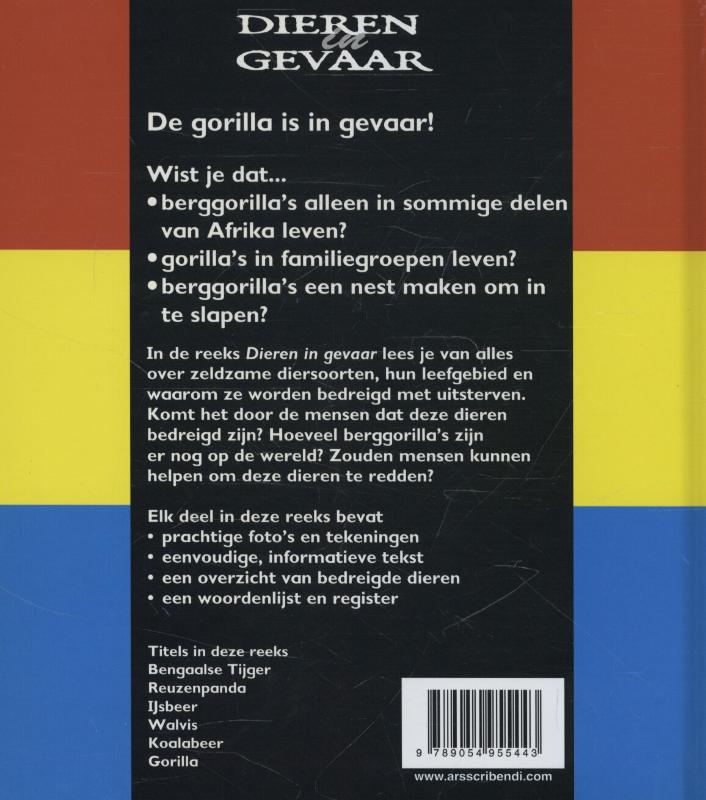Dieren in gevaar  -   Gorilla achterkant