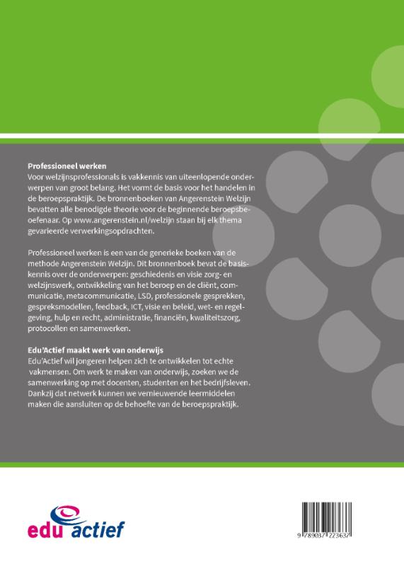 Professioneel werken / Basisdeel / Angerenstein Welzijn achterkant