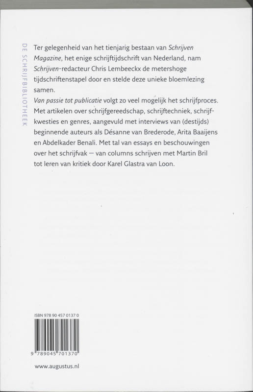 Van passie tot publicatie / De schrijfbibliotheek achterkant