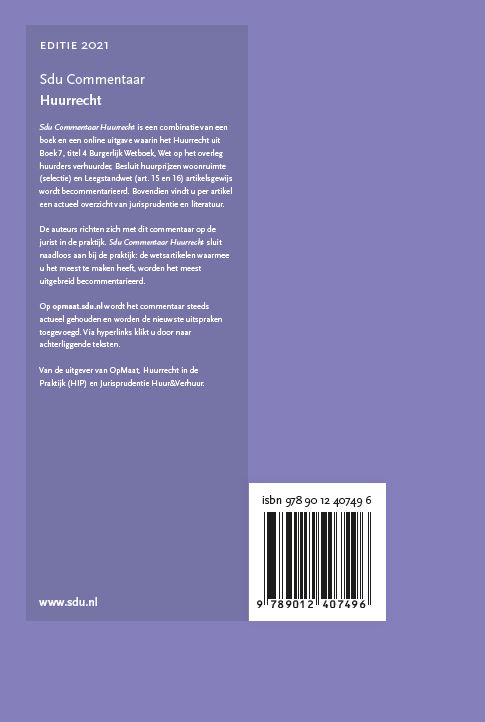 Sdu Commentaar Huurrecht / 2021 / SDU Commentaar achterkant