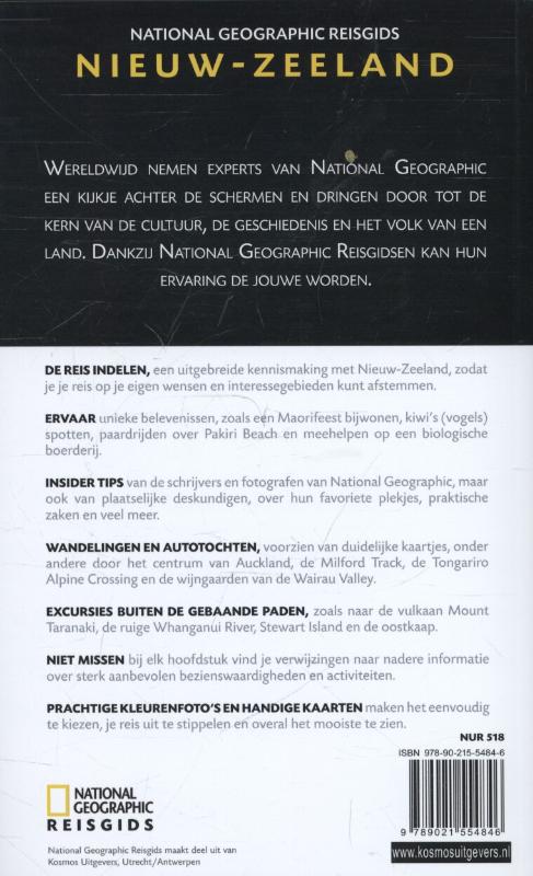 National Geographic Reisgids Nieuw-Zeeland / National Geographic reisgidsen achterkant