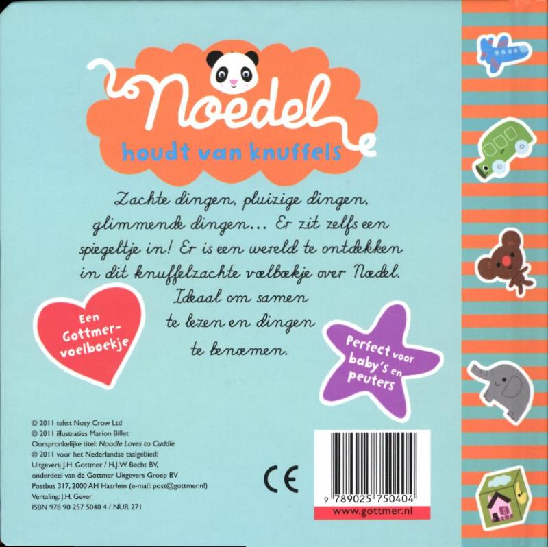 Noedel houdt van knuffels achterkant