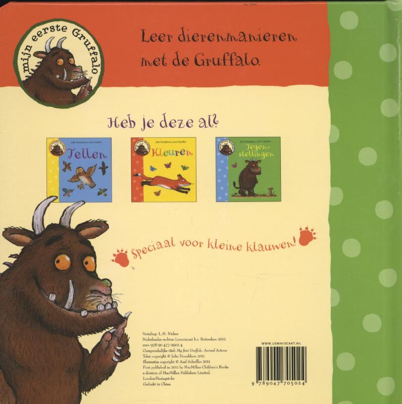 Dierenmanieren / Mijn eerste Gruffalo achterkant