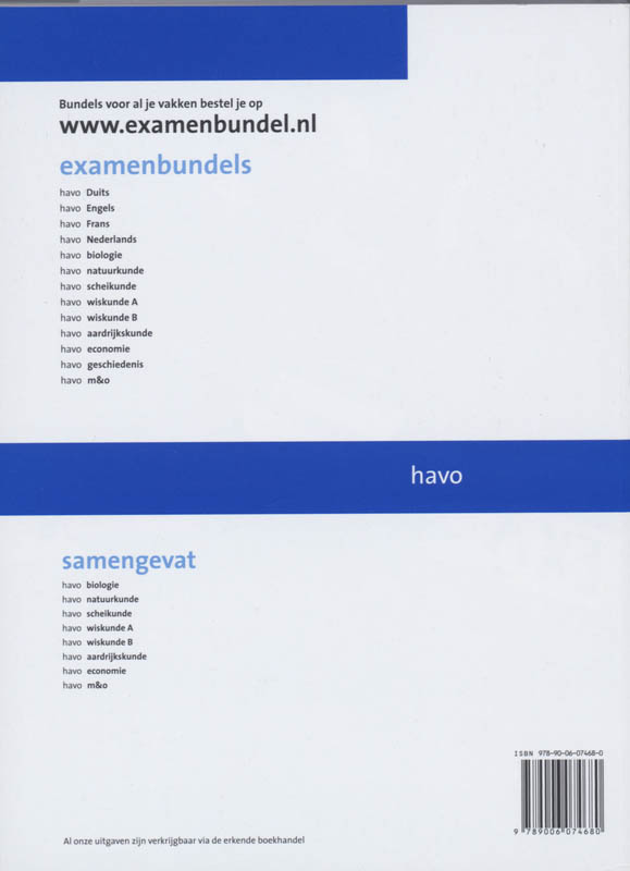 Examenbundel Havo Nederlands 2008-2009 achterkant