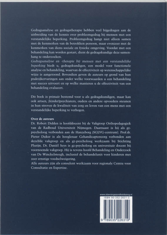 Gedragsanalyse en -therapie bij mensen met een verstandelijke handicap achterkant