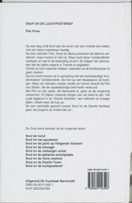 Snuf en de luchtpostbrief / Snuf-serie achterkant