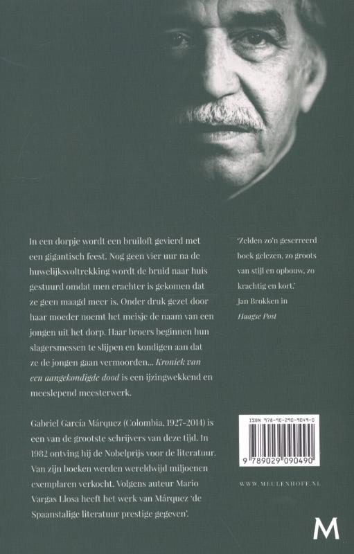 Kroniek van een aangekondigde dood achterkant