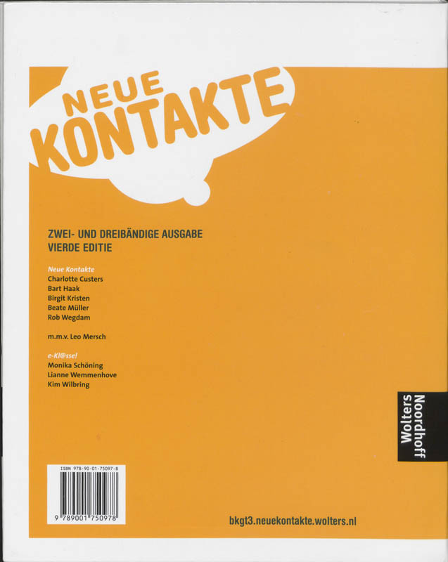 Neue Kontakte / 3 Vmbo-(B)Kgt / Deel Textbuch achterkant