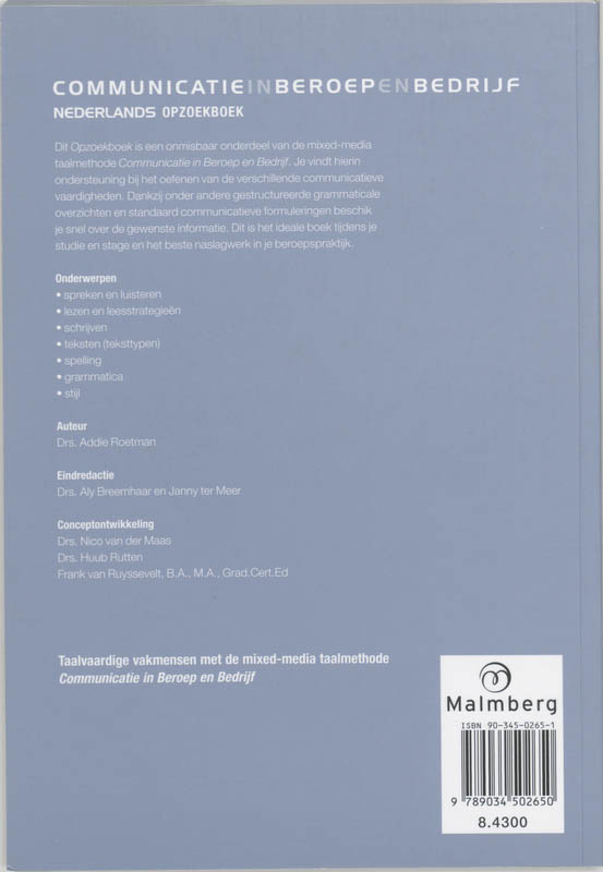 Nederlands opzoekboek / Communicatie in beroep en bedrijf achterkant