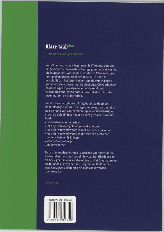 Klare taal plus achterkant