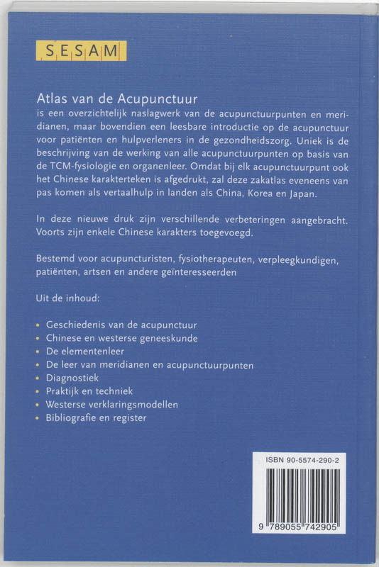 Sesam atlas van de acupunctuur achterkant