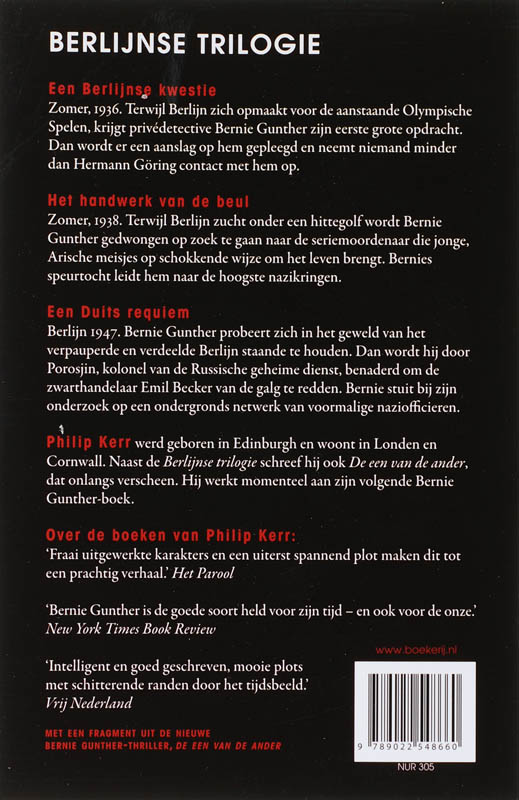 Berlijnse triologie / Bernie Gunther achterkant