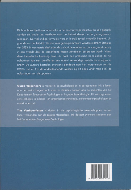 Inleiding In De Statistiek Voor De Gedragswetenschappen achterkant