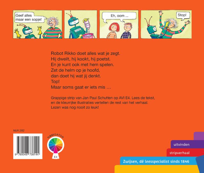 Robot Rikko knapt het op! / AVI strips achterkant