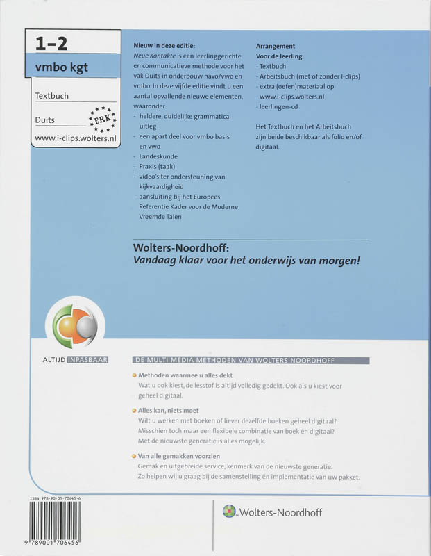 Textbuch 1-2 Vmbo-Kgt Neue Kontakte achterkant