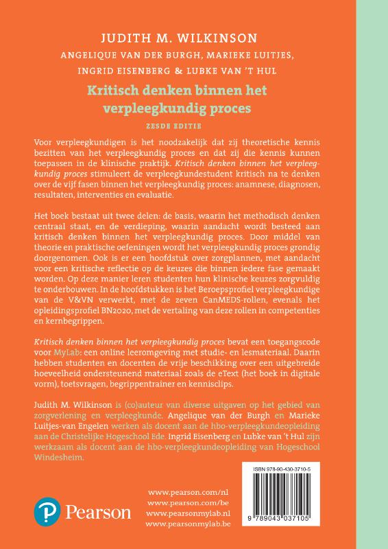 Kritisch denken binnen het verpleegkundig proces, 6e editie met MyLab NL toegangscode achterkant