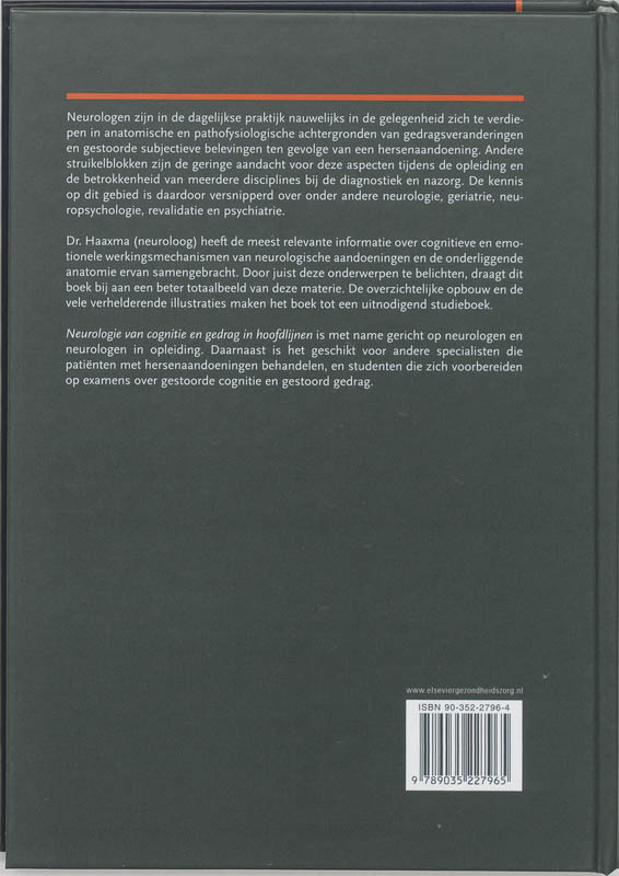 Neurologie van cognitie en gedrag in hoofdlijnen achterkant