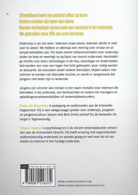 Jongens zijn slimmer dan meisjes achterkant