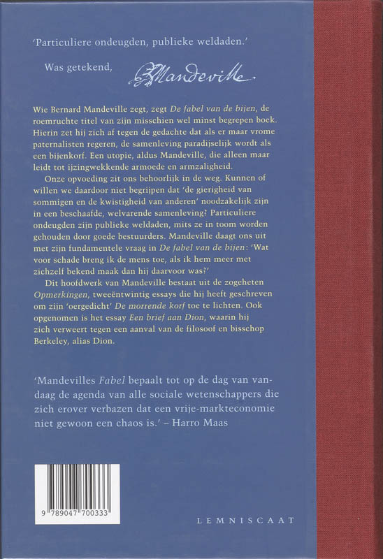 De fabel van de bijen / Verzameld werk van Bernard de Mandeville / III achterkant