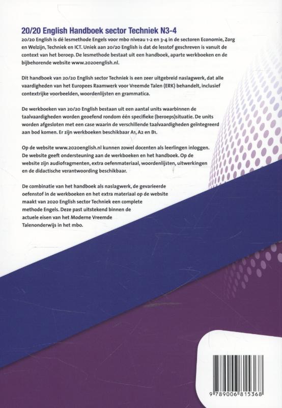 20/20 English handboek sector techniek N3-4 achterkant