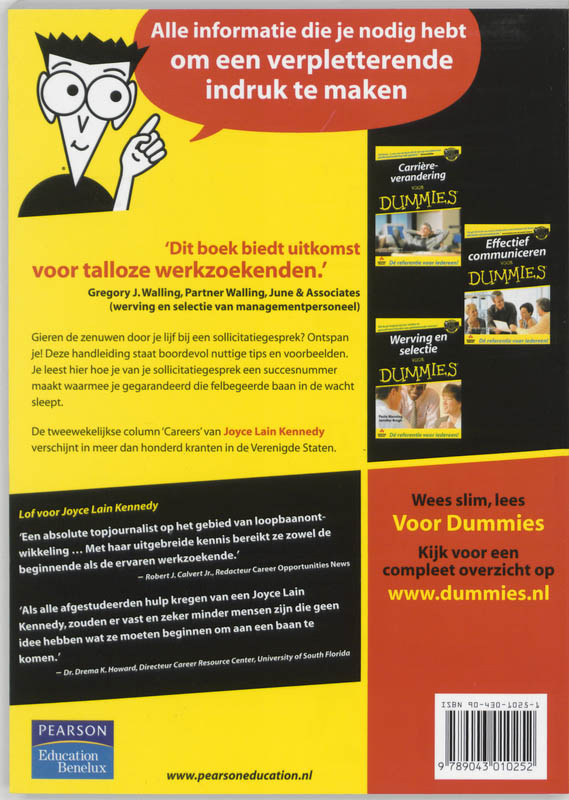Sollicitatiegesprekken voor Dummies / Voor Dummies achterkant