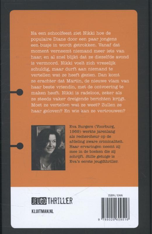 Stille getuige / Kluitman jeugdthrillers achterkant