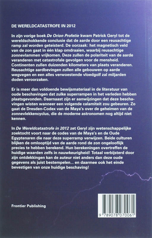 De wereldcatastrofe in het jaar 2012 achterkant