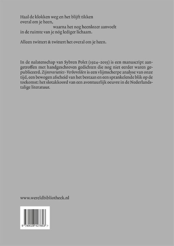Zijnsvariaties. Verbovelden achterkant