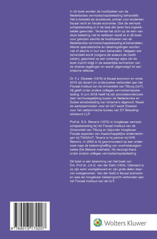 Hoofdzaken vennootschapsbelasting achterkant