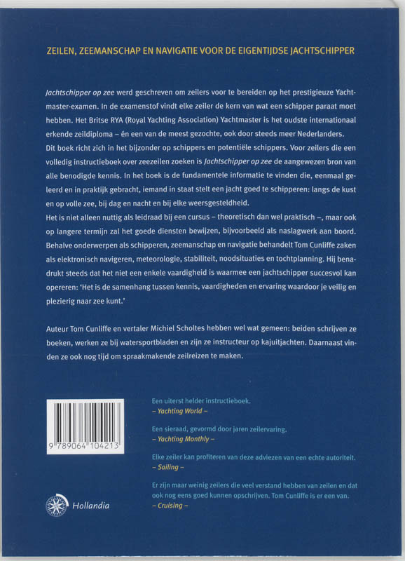 Jachtschipper op zee achterkant