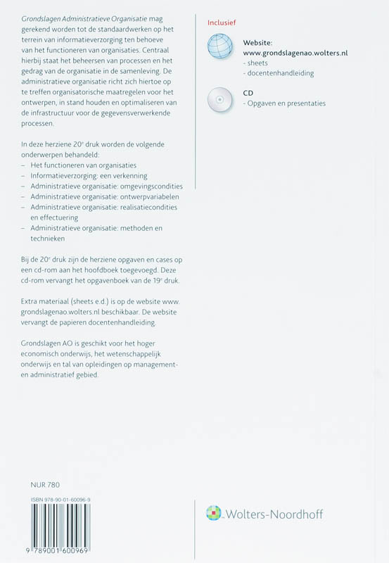 Grondslagen administratieve organisatie: deel A Algemene beginselen achterkant